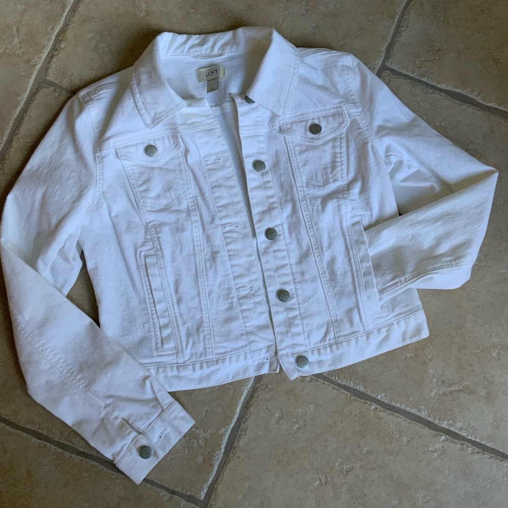 EUC White Denim Jacket by Loft Sz Small